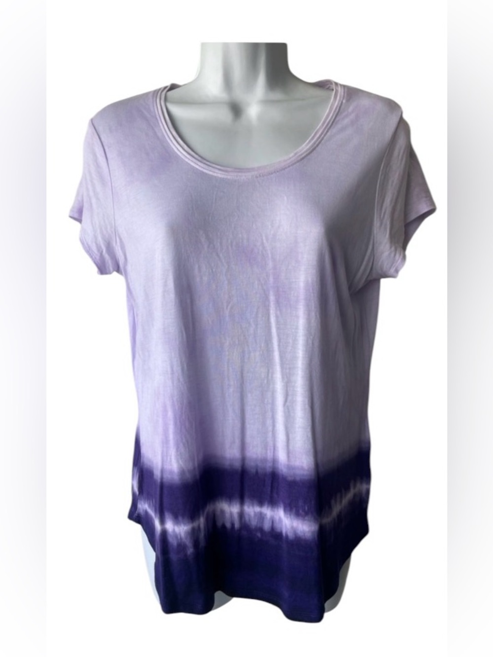 Simply Vera Vera Wang White and Purple Tie-Dye Short Sleeve Tee